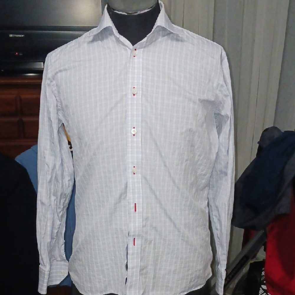 Custom Made Men's White Checkered Shirt